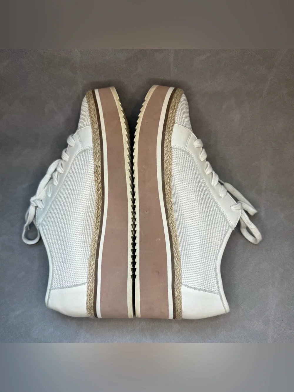 Dolce Vita Notice Platform Sneakers Women’s Size 11 White Canvas Leather Shoes